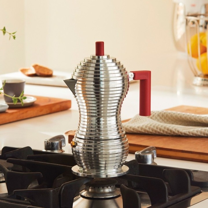 Alessi Pulcina Induktion 3 Kop. Espressokande Rød