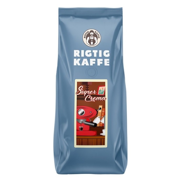 Rigtig Kaffe Super Crema 500g Hele kaffebønner