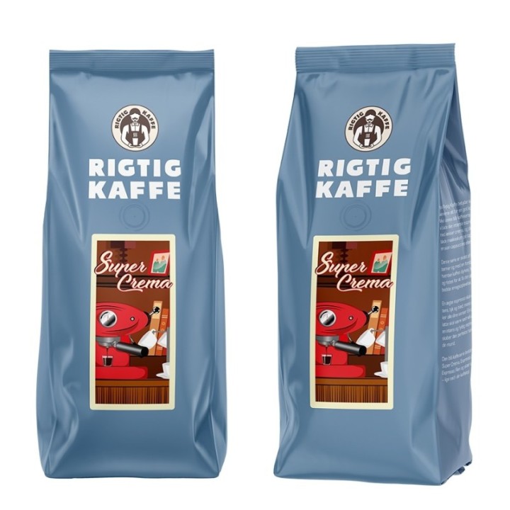 Rigtig Kaffe Super Crema 500g Hele kaffebønner