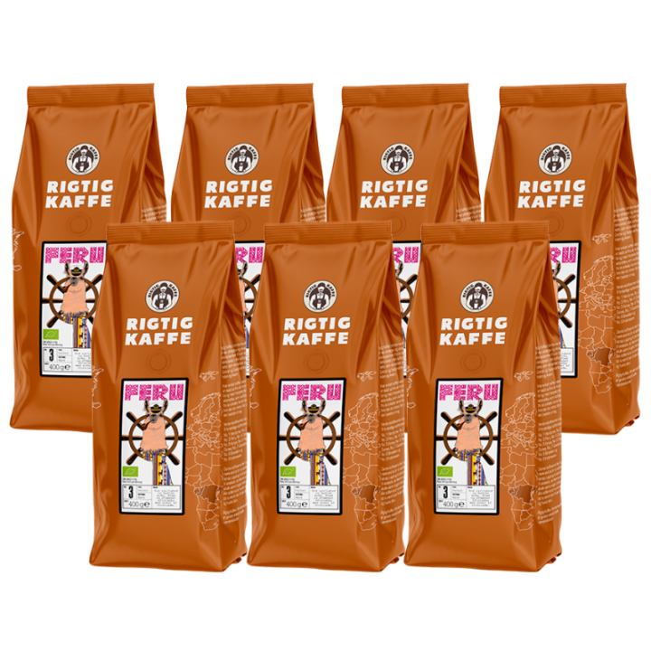 Rigtig Kaffe Peru No. 3 - 7x400g Hele kaffebønner