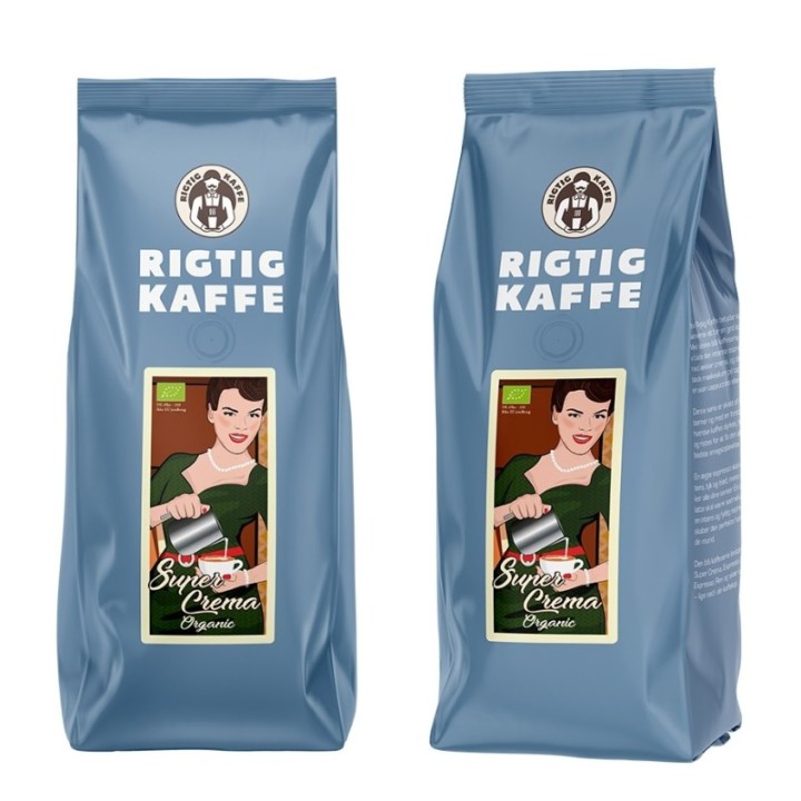 Rigtig Kaffe Super Crema Økologisk 12kg Hele kaffebønner