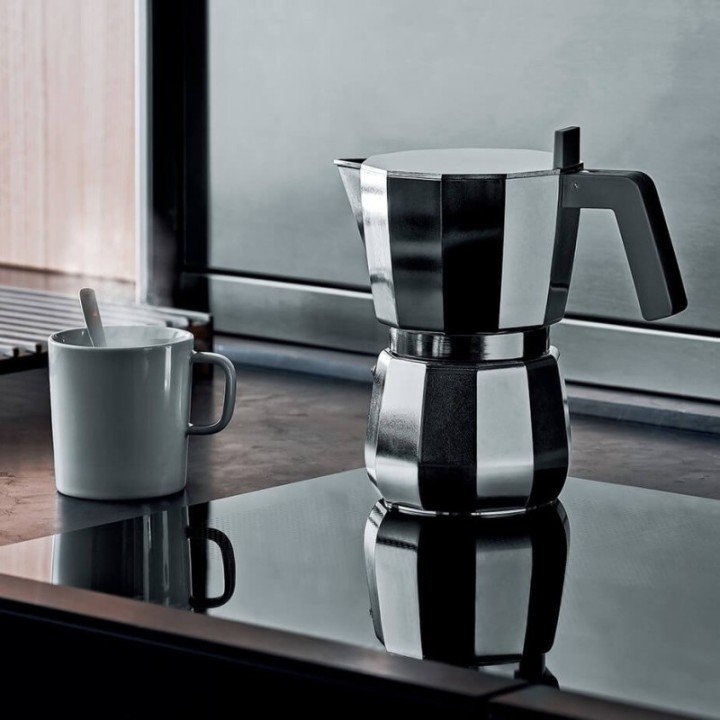 Alessi Moka Induktion 9 Kop. Espressokande Alu