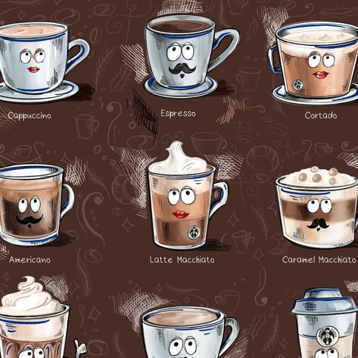 Kaffeplakat Rigtig Kaffe COFFEE DRINKS 50x70cm