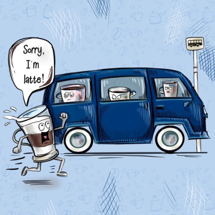 Kaffeplakat Rigtig Kaffe SORRY I'M LATTE 21x30cm