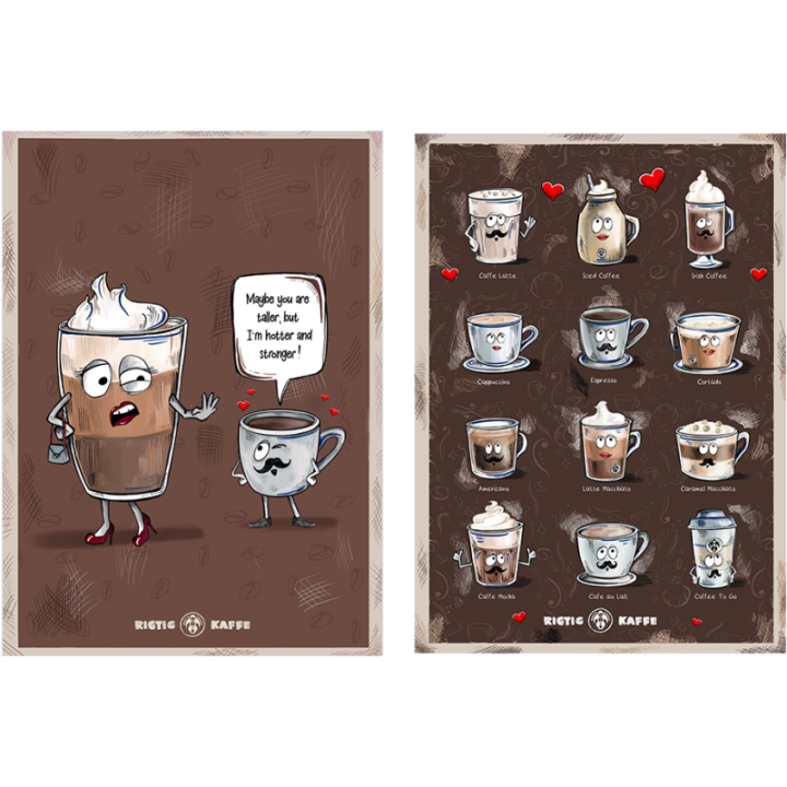 Kaffeplakat Rigtig Kaffe 2 Brune Plakater 21x30cm