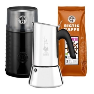 House of Barista Kaffemølle Inkl. Bialetti Venus Elegance 6 Kop. Espressokande & 400g Kaffe