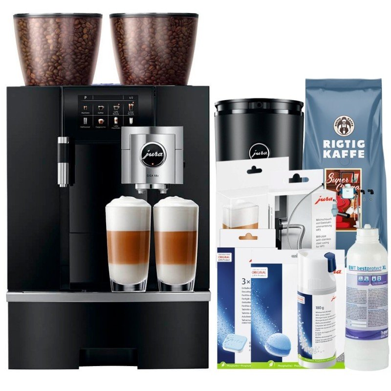 Jura Giga X8c (EB) Alu Black Espressomaskine Inkl. 2,5L Cooler, Pleje & 12kg Kaffe