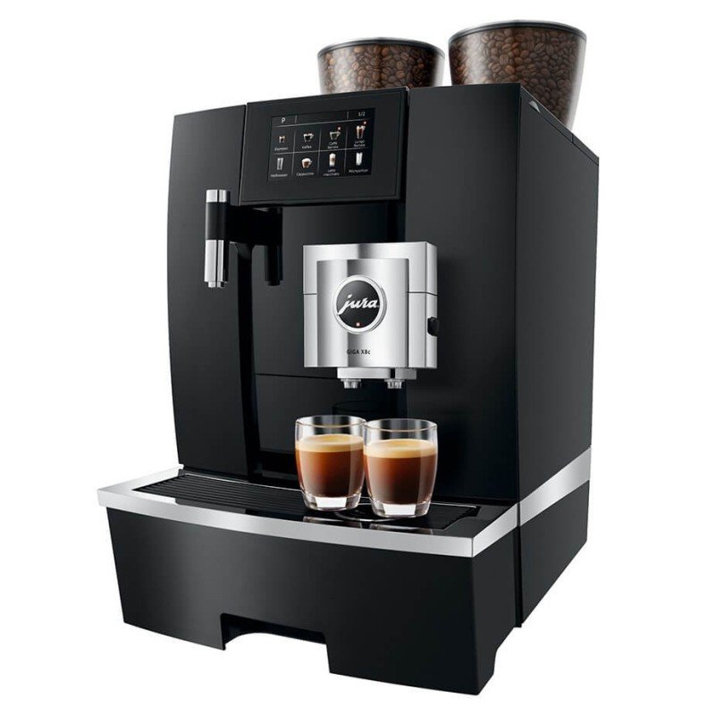 Jura Giga X8c (EB) Alu Black Espressomaskine Inkl. 1L Cooler, Pleje, 12kg Kaffe & Opsætning