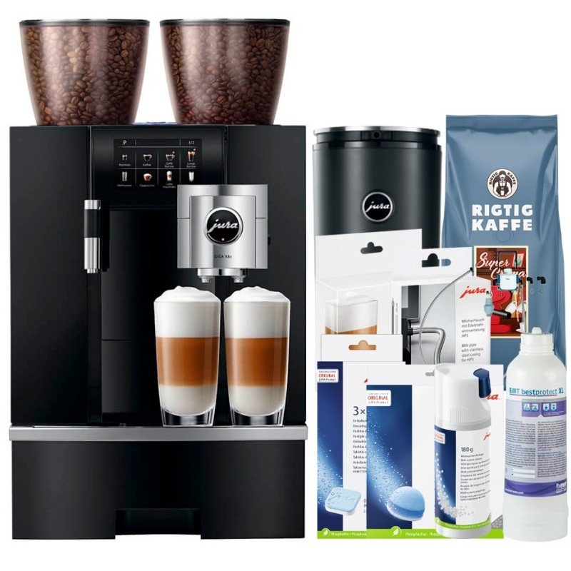 Jura Giga X8c (EB) Alu Black Espressomaskine Inkl. 1L Cooler, Pleje & 12kg Kaffe