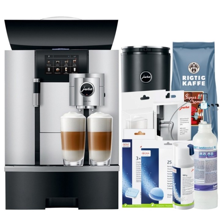 Jura Giga X3c (EB) Alu Espressomaskine Inkl. 1L Cooler, Pleje & 12kg Kaffe