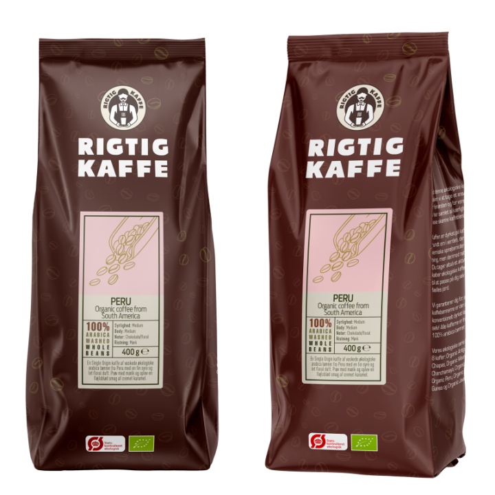 Rigtig Kaffe Organic Peru 400g Hele kaffebønner