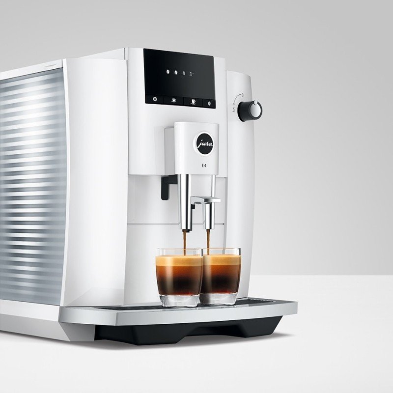 Jura E4 (EA) Piano White Espressomaskine Inkl. Kopper & 500g Rigtig Kaffe