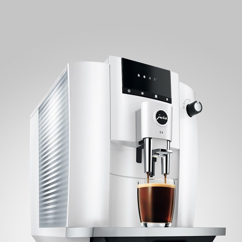 Jura E4 (EA) Piano White Espressomaskine Inkl. Kopper & 500g Rigtig Kaffe
