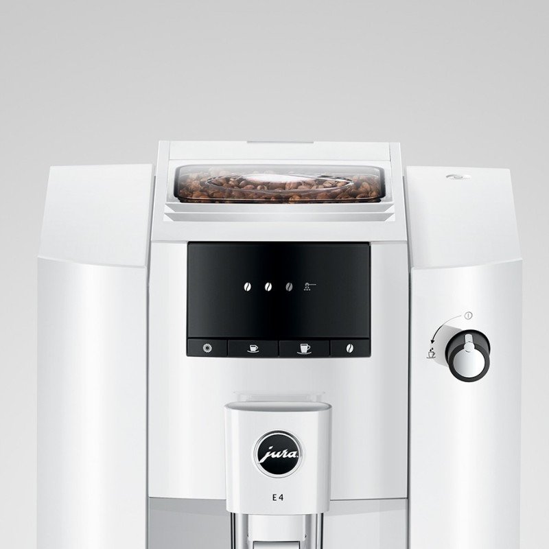 Jura E4 (EA) Piano White Espressomaskine Inkl. Kopper & 500g Rigtig Kaffe