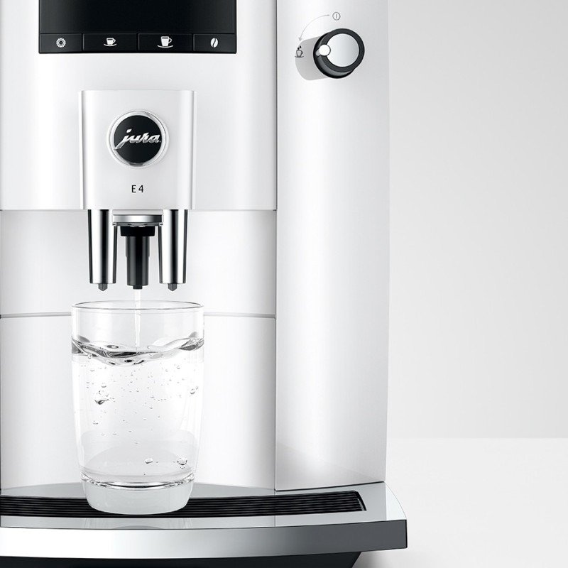 Jura E4 (EA) Piano White Espressomaskine Inkl. Kopper & 500g Rigtig Kaffe