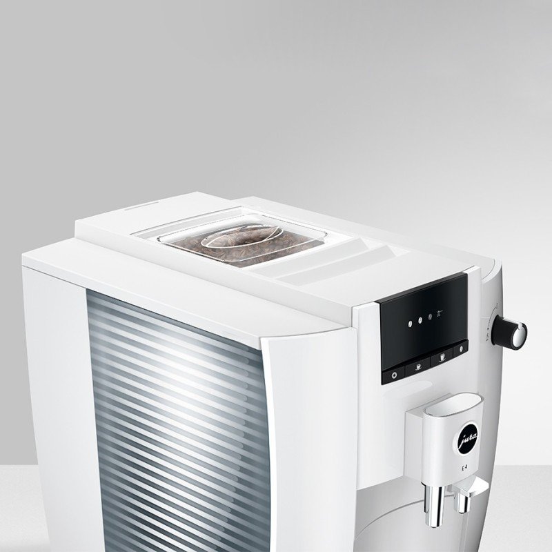 Jura E4 (EA) Piano White Espressomaskine Inkl. Kopper & 500g Rigtig Kaffe
