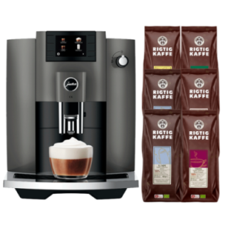 Jura E6 (EC) Dark Inox Espressomaskine Inkl. 6x400g Rigtig Kaffe Organic