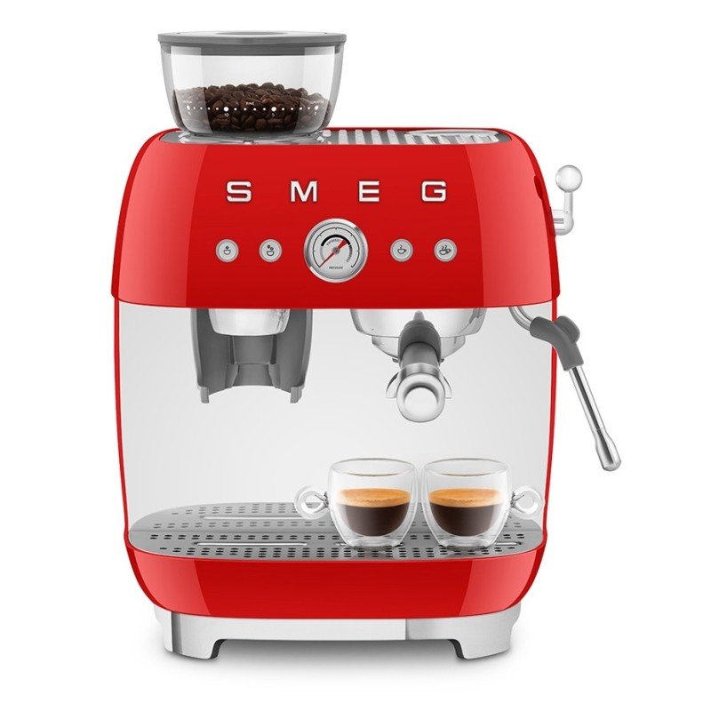 Smeg EGF03RDEU Manuel espressomaskine Inkl. Kværn Rød