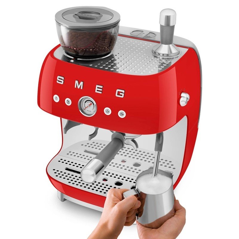 Smeg EGF03RDEU Manuel espressomaskine Inkl. Kværn Rød