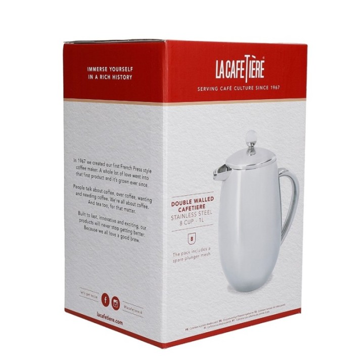 La Cafetière 8 Kop. Stempelkande Stål