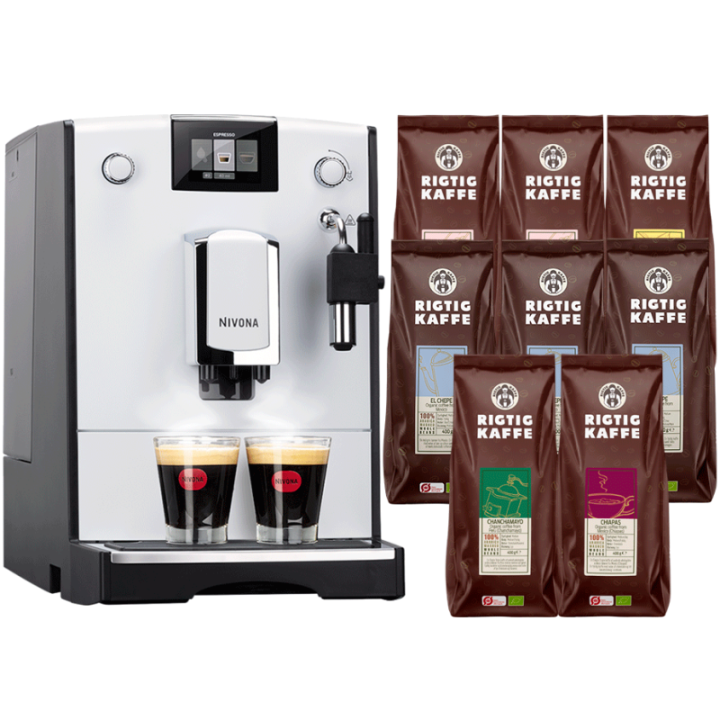 Nivona NICR 560 Hvid Espressomaskine Inkl. 8x400g Rigtig Kaffe Organic