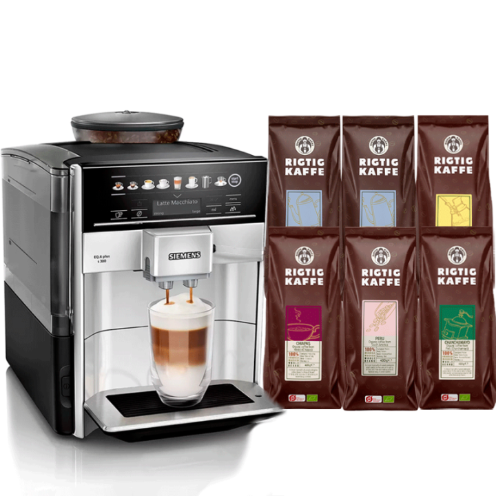 Siemens TE653M11RW EQ6 s300 Espressomaskine Inkl. 6x400g Rigtig Kaffe Organic
