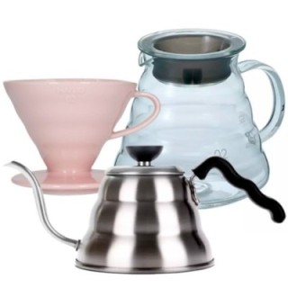 Hario Filterbryg Sæt Inkl. V60-02 Keramik Dripper 2 Kop, Server 0,6 L & Kedel