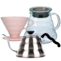 Hario Filterbryg Sæt Inkl. V60-02 Keramik Dripper 2 Kop, Server 0,6 L & Kedel