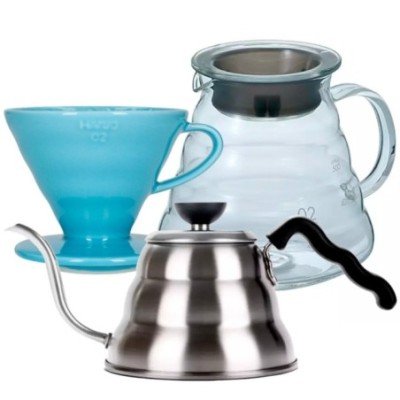 Hario Filterbryg Sæt Inkl. V60-02 Keramik Dripper 2 Kop, Server 0,6 L & Kedel