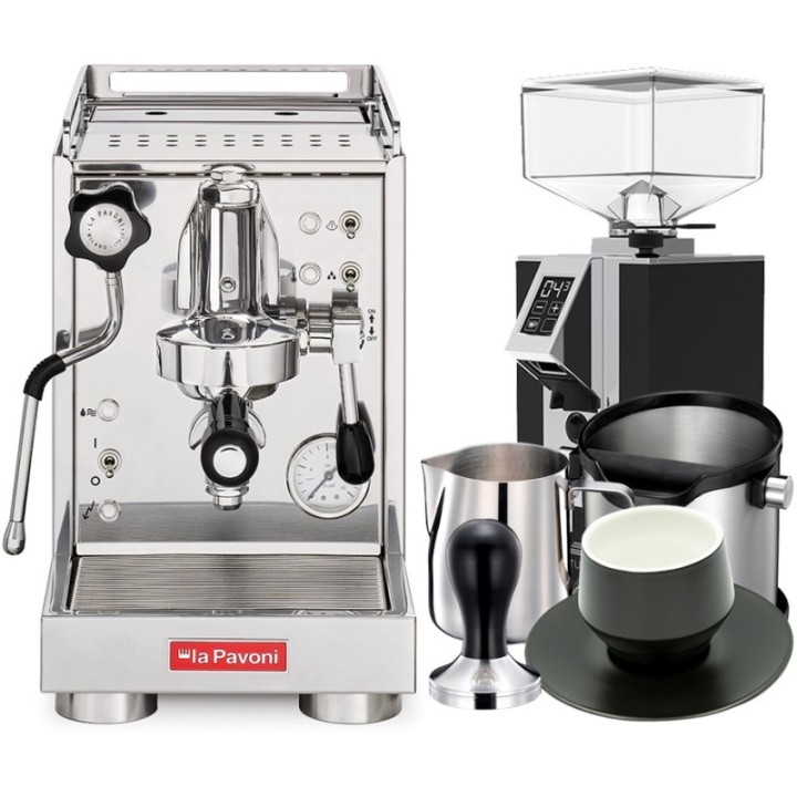 La Pavoni Mini Cellini LPSMCS01EU Inkl. Eureka Mignon Turbo Espressokværn, Baristaudstyr & Kopper