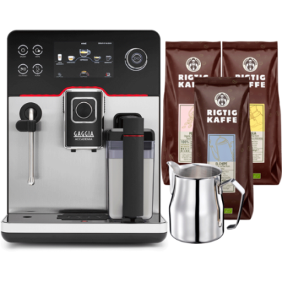 Gaggia Accademia Stål Espressomaskine Inkl. Mælkekande & 3x400g Rigtig Kaffe