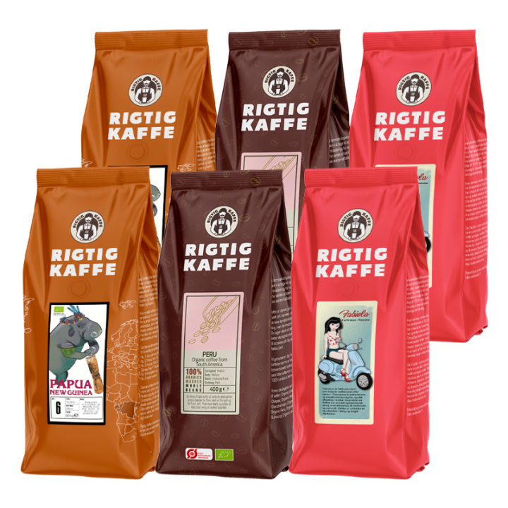 Rigtig Kaffe Mixpakke 2,6kg Hele kaffebønner