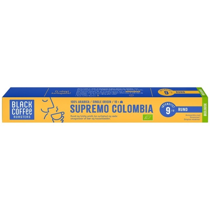 Black Coffee Roasters Supremo Colombia Kaffekapsler Øko 10 stk