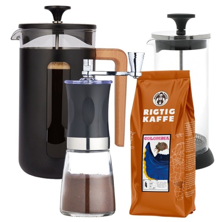 La Cafetière Pisa 8 Kop Stempelkande Inkl. Kværn, Mælkeskummer & Kaffe