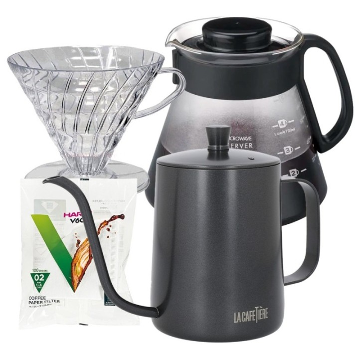 Hario Filterbryg Sæt Inkl. Gooseneck Kedel, Dripper 2 Kop, V60 Server & Filtre