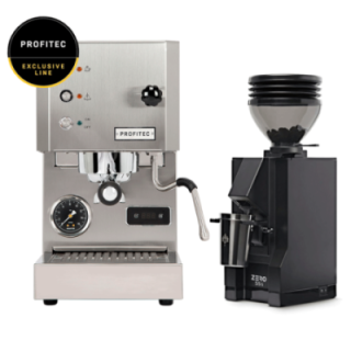 Profitec GO Brushed Espressomaskine - Exclusive Line Inkl. Eureka Mignon Zero 55s Mat Sort Espressokværn