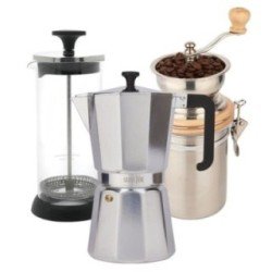 La Cafetière Venice 9 Kop. Espressokande Stål Inkl. La Cafetière Manuel Kaffemølle Stål & La Cafetière Mælkeskummer Glas/Sort
