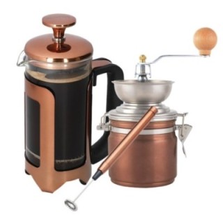 La Cafetière Roma 8 Kop. Stempelkande Inkl. Kaffemølle & Mælkeskummer