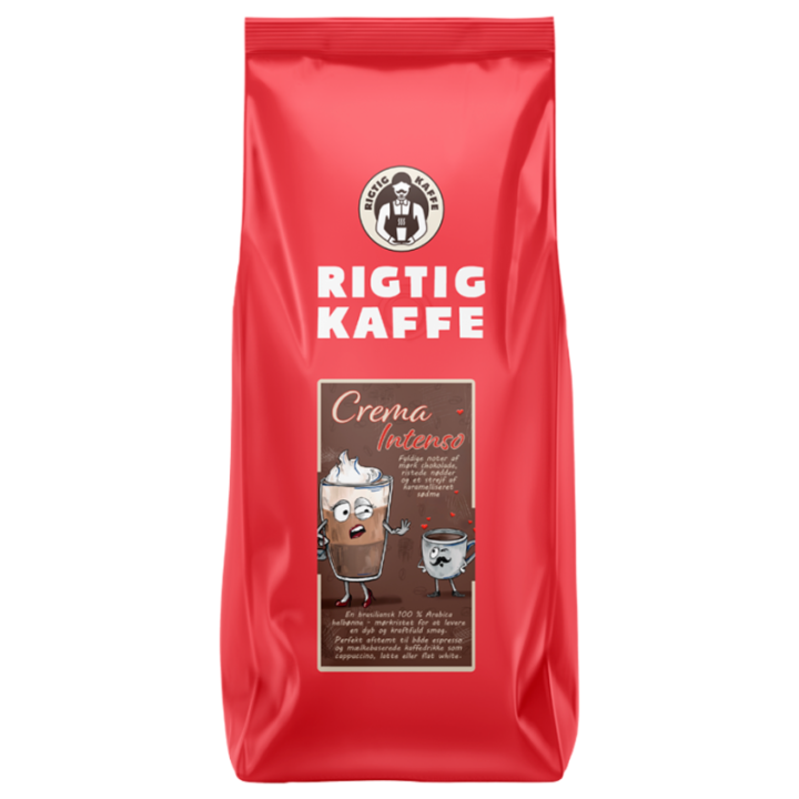Rigtig Kaffe Crema Intenso 1000g Hele kaffebønner