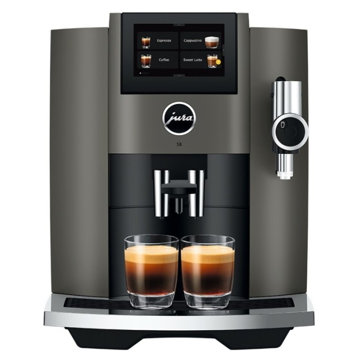 Jura S8 (EB) Dark Inox Espressomaskine Inkl. Pleje & 3kg Kaffe DK sprog