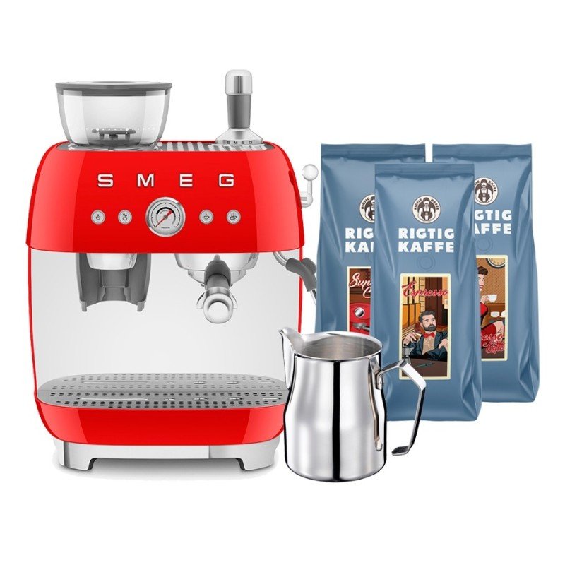 Smeg EGF03RDEU Manuel espressomaskine Inkl. Mælkekande & 1,5kg Rigtig Kaffe