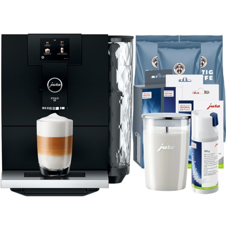 Jura ENA 8 (EC) Inkl. Plejepakke, Mælkebeholder, rens, Filtre & Kaffe