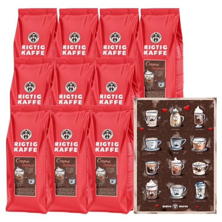 Rigtig Kaffe Crema Intenso 10kg Inkl. Kaffeplakat COFFEE DRINKS
