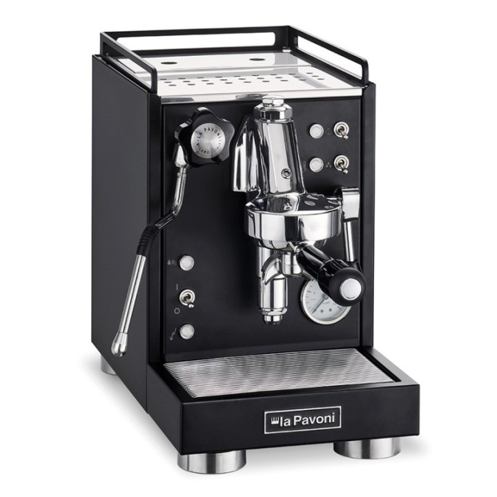 La Pavoni Mini Cellini Sort LPSMCB01EU Espressomaskine Inkl. Eureka Mignon Turbo Chrome/Sort Espressokværn