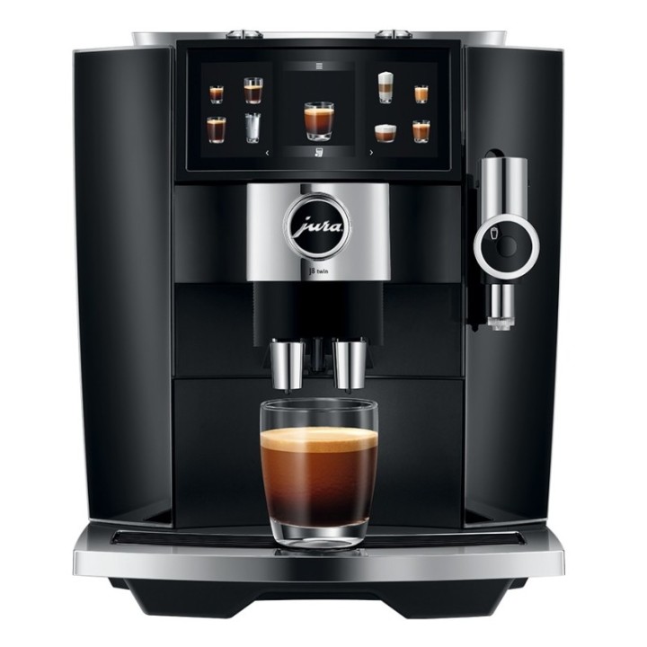 Jura J8 Twin (EA) Diamond Black Espressomaskine Inkl. Startpakke DK sprog, Inkl. Mælkebeholder, 3kg Rigtig Kaffe & Pleje
