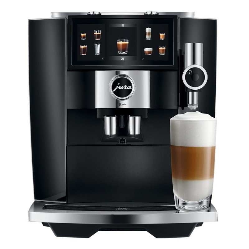 Jura J8 Twin (EA) Diamond Black Espressomaskine Inkl. Startpakke DK sprog, Inkl. Mælkebeholder, 3kg Rigtig Kaffe & Pleje