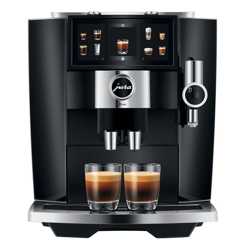 Jura J8 Twin (EA) Diamond Black Espressomaskine Inkl. Startpakke DK sprog, Inkl. Mælkebeholder, 3kg Rigtig Kaffe & Pleje