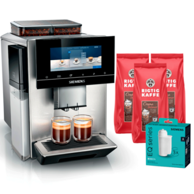 Siemens TQ907RZ3 EQ900 Plus Espressomaskine Inkl. 3kg Rigtig Kaffe & Multi Calc/Clean