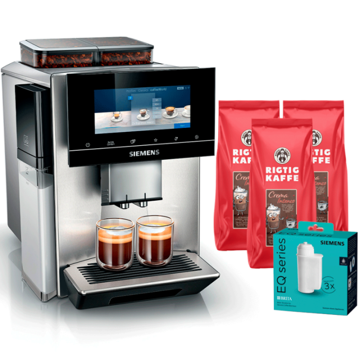 Siemens TQ907RZ3 EQ900 Plus Espressomaskine Inkl. 3kg Rigtig Kaffe & Pleje