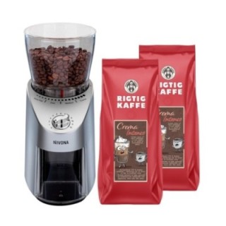 Nivona Cafe Grano 130 Elektrisk Kaffekværn Inkl. 2kg Crema Intenso Hele kaffebønner